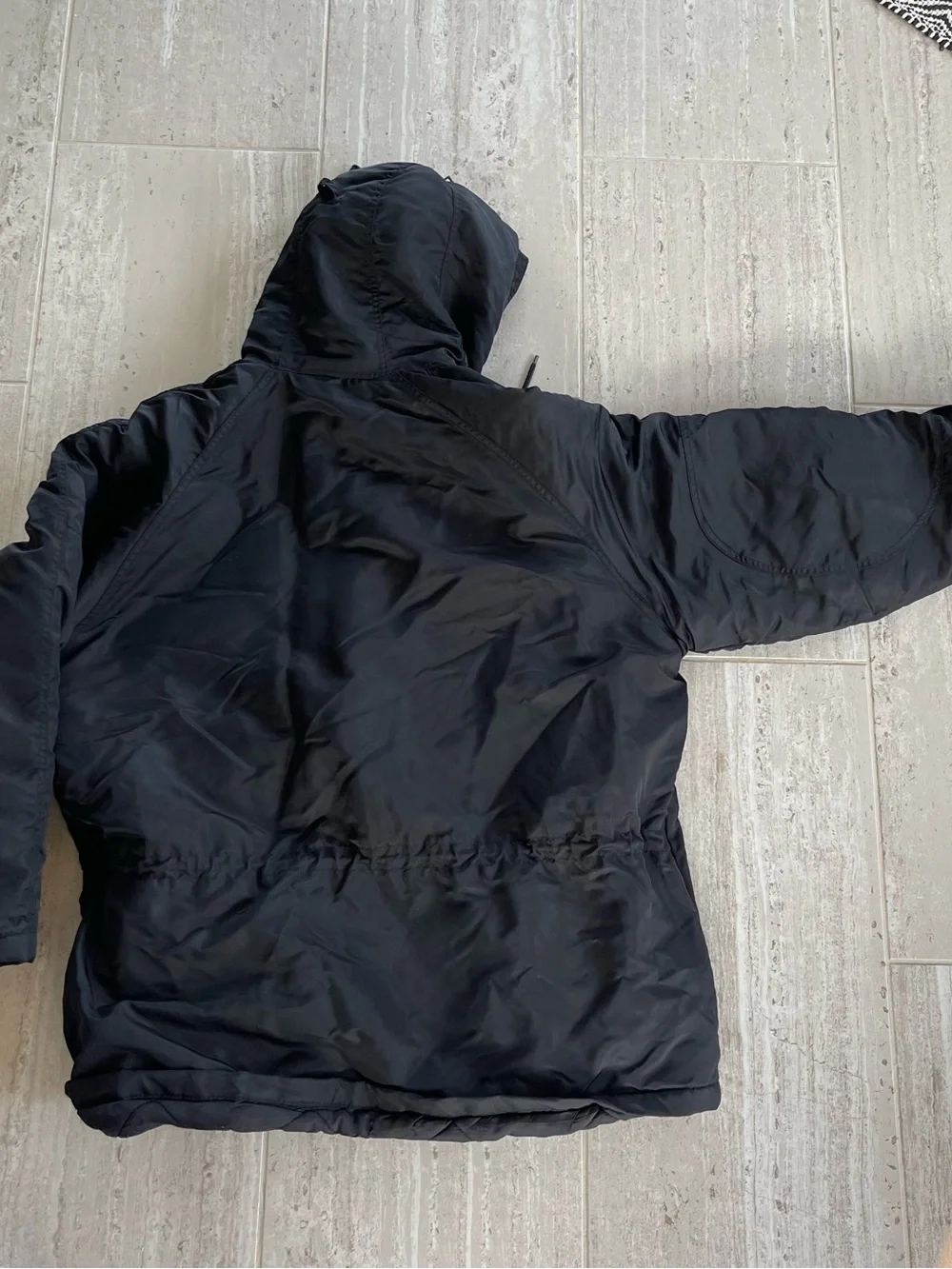 J.Crew Vintage Black Faux Fur Lined Hood Parka Coat Jacket Large